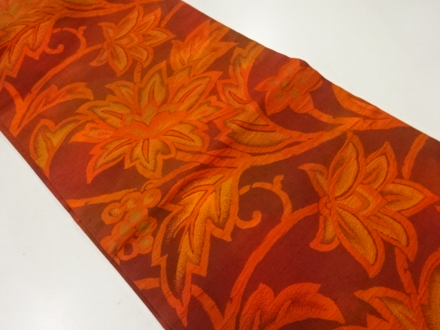 JAPANESE NAGOYA OBI / TSUMUGI / MATELASSE / WOVEN FLORAL SARASA